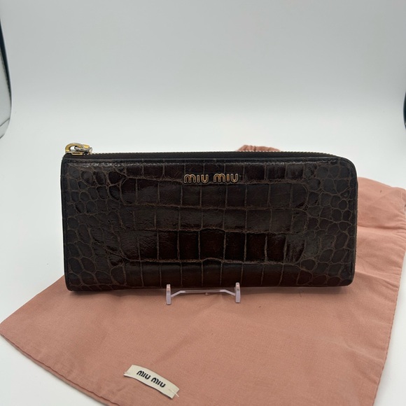 Miu Miu Handbags - Miu Miu Crocodile Embossed Wallet w/ Dustbag
